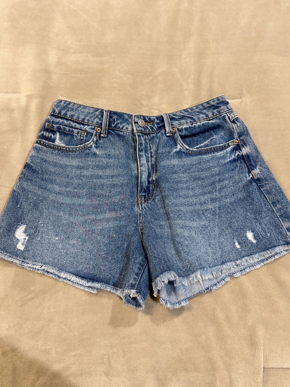 Rewash Blue High-Rise Distressed Denim Shorts